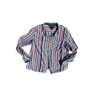 Tommy Hilfiger Womens Striped Button-Down Shirt Multicolor XXL Cotton Casual